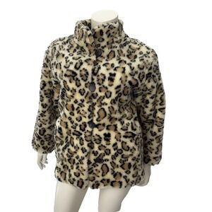 Vintage Princess Leopard Print‎ Coat Faux Fur Women's sz Large Mob Wife glamcore